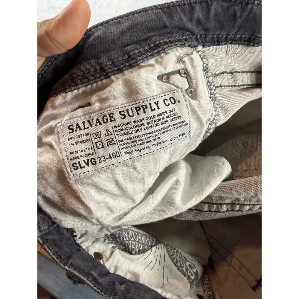 Salvage Havoc Slim Straight Jeans Mens 36 Grey Good Distressed Buckle SLVG